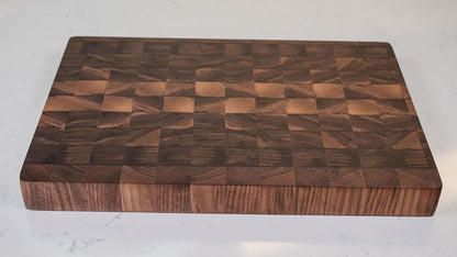 Walnut End Grain Cutting Board, Small 12x9" | Handmade Premium Butcher Block, Made in USA