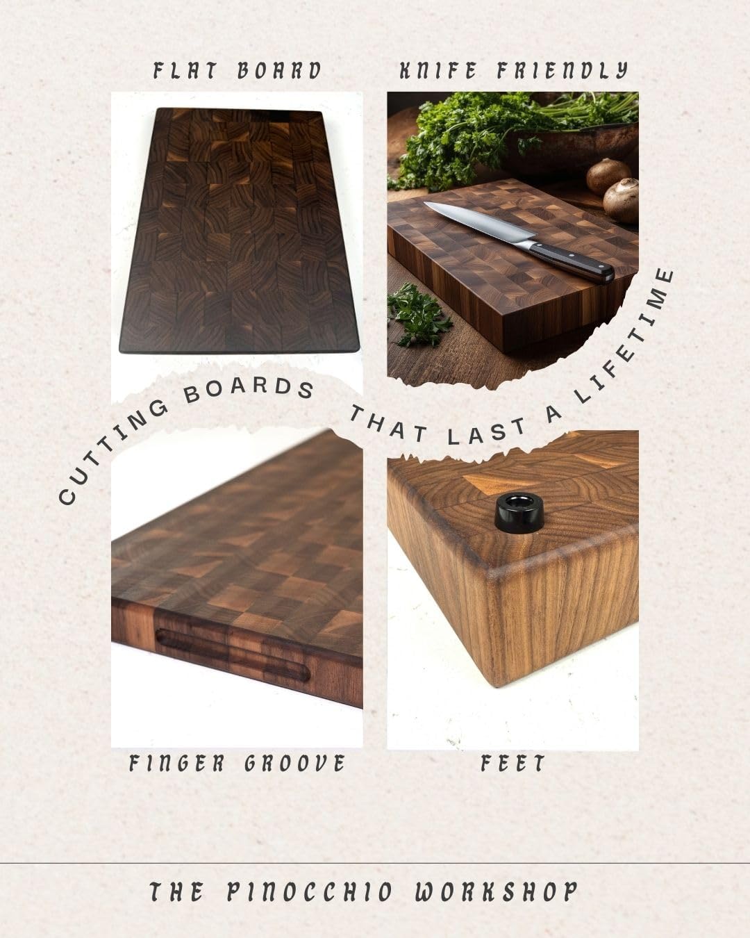 Walnut End Grain Cutting Board, Small 12x9" | Handmade Premium Butcher Block, Made in USA
