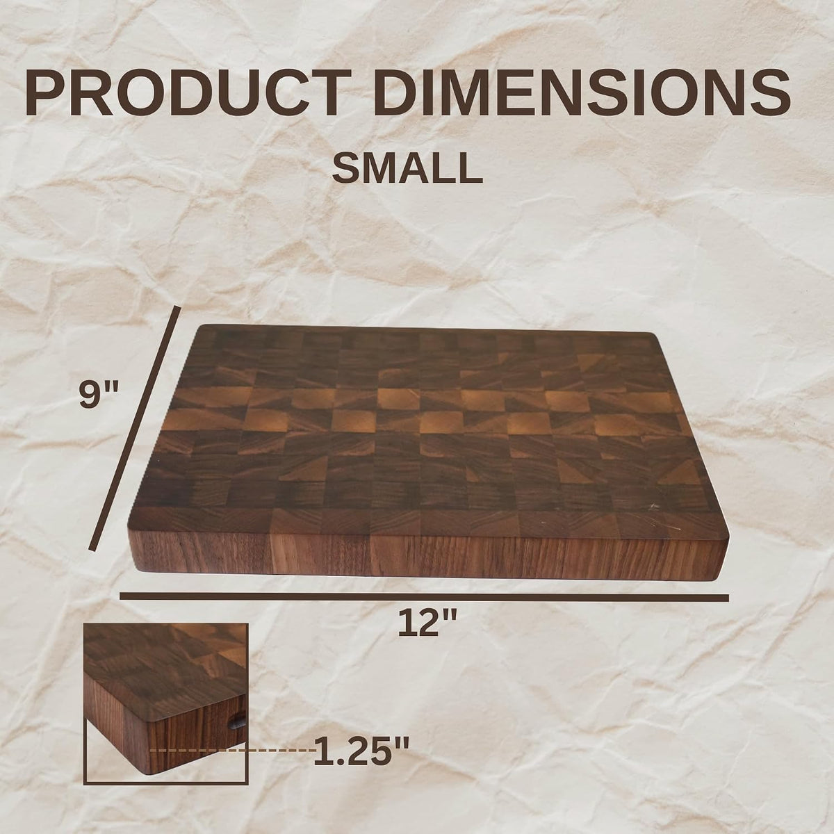 Walnut End Grain Cutting Board, Small 12x9" | Handmade Premium Butcher Block, Made in USA