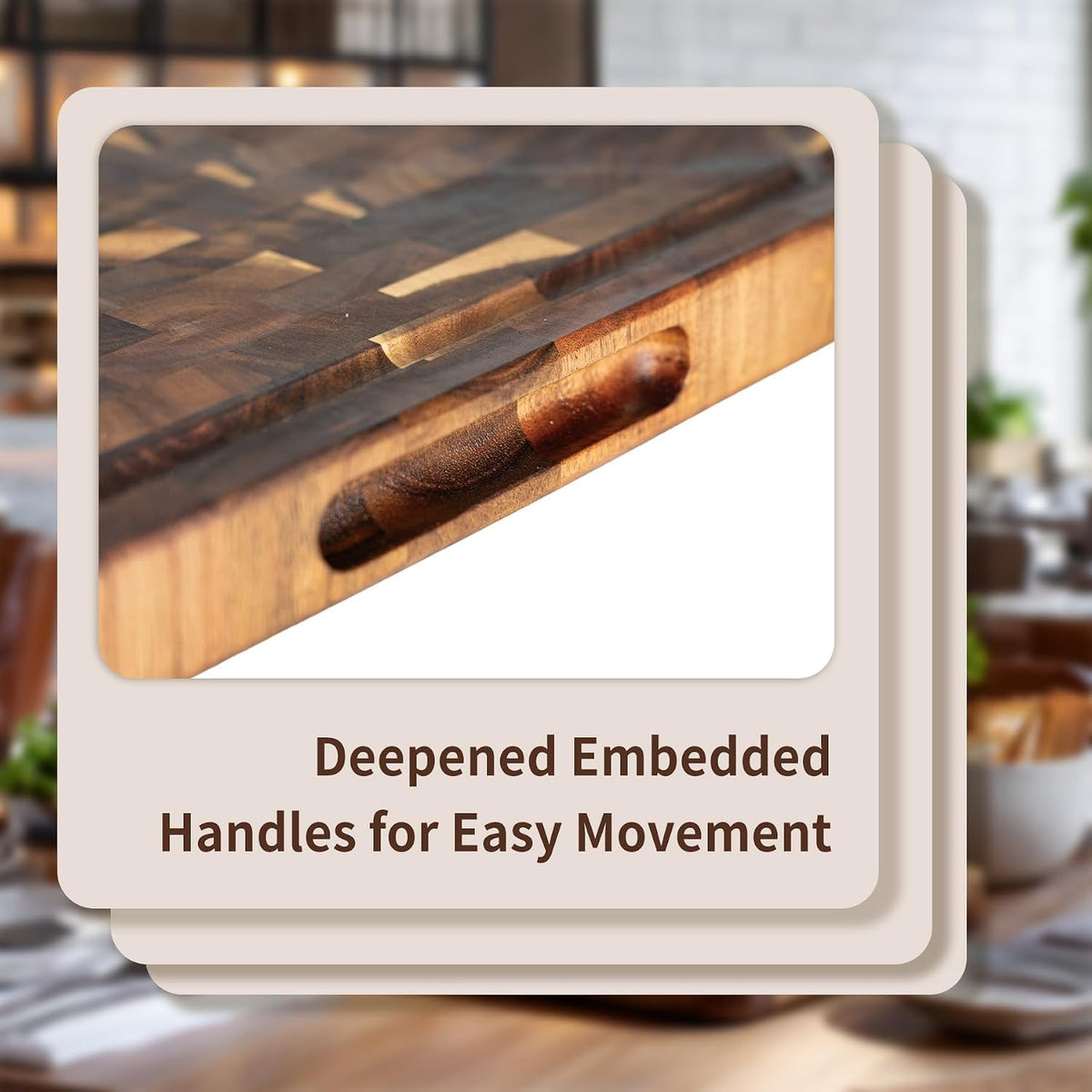 Large Acacia Cutting Board 22" x 16", Wood End Grain Butcher Block | with Juice Groove & Handles, Reversible Chopping Board for Meat, Vegetables, Charcuterie Tray for Fruit, Cheese, Thick 1.4"