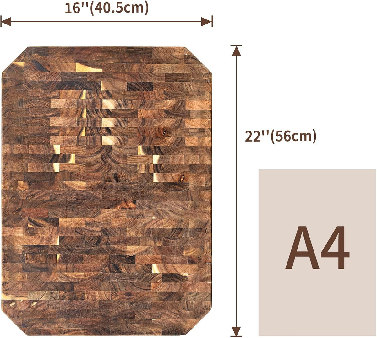 Large Acacia Cutting Board 22" x 16", Wood End Grain Butcher Block | with Juice Groove & Handles, Reversible Chopping Board for Meat, Vegetables, Charcuterie Tray for Fruit, Cheese, Thick 1.4"