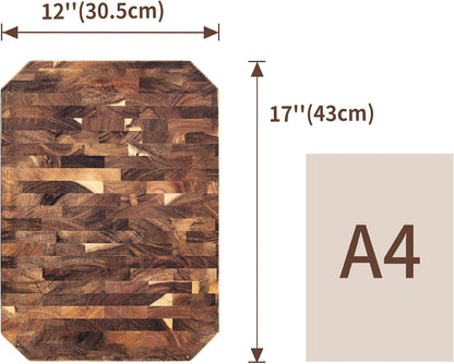 Large Acacia Cutting Board 22" x 16", Wood End Grain Butcher Block | with Juice Groove & Handles, Reversible Chopping Board for Meat, Vegetables, Charcuterie Tray for Fruit, Cheese, Thick 1.4"