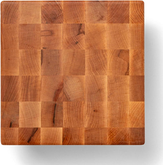 MC Series Square Wooden Maple Cutting Board 12”x12” – 3” Thick, 13-lb Non-Reversible Butcher Block with Raised Feet & End-Grain