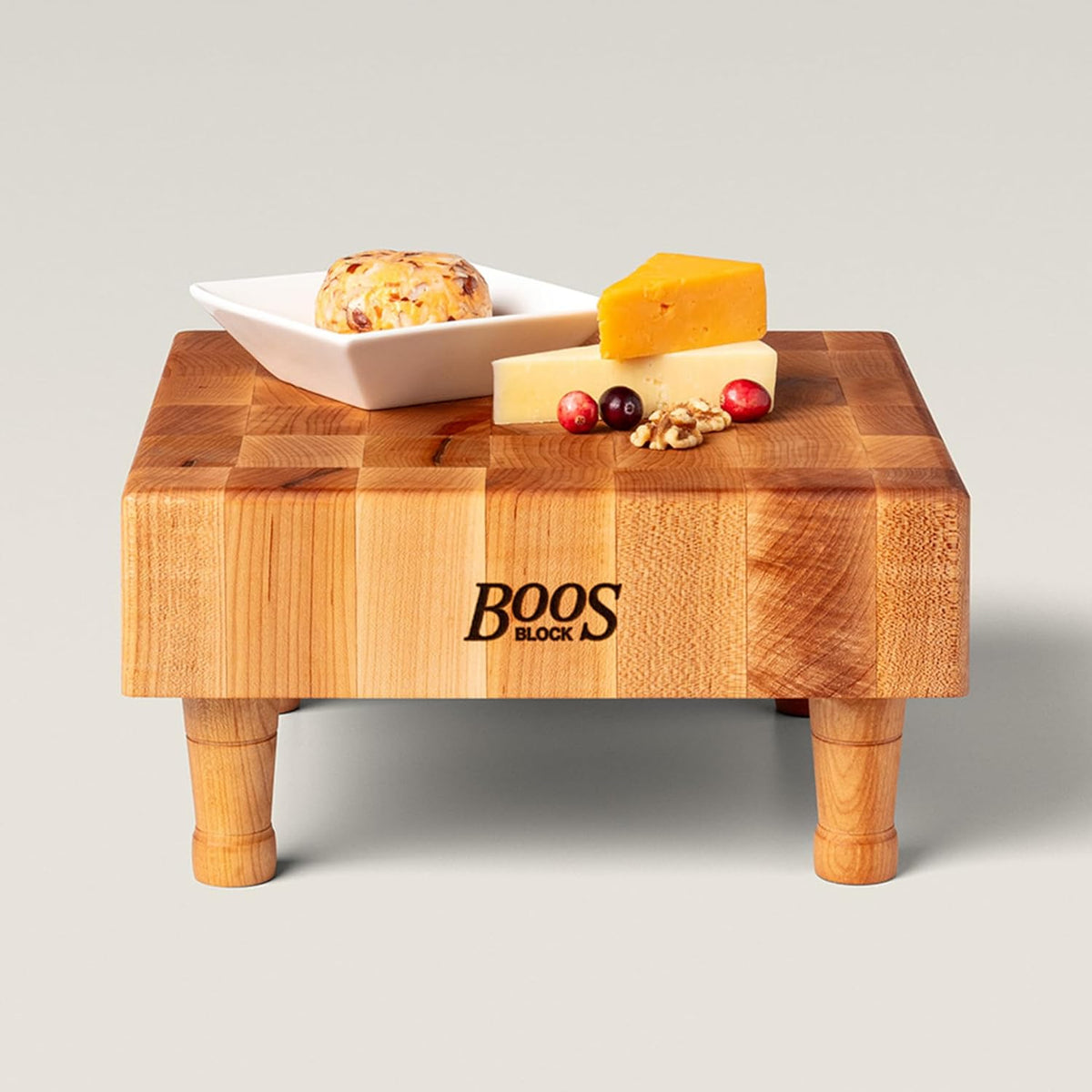 MC Series Square Wooden Maple Cutting Board 12”x12” – 3” Thick, 13-lb Non-Reversible Butcher Block with Raised Feet & End-Grain
