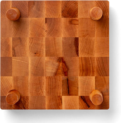 MC Series Square Wooden Maple Cutting Board 12”x12” – 3” Thick, 13-lb Non-Reversible Butcher Block with Raised Feet & End-Grain