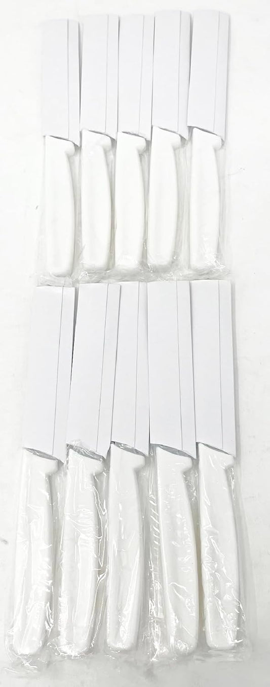 10 Pack - 4" Commercial Kitchen Paring Knives - White Handles, Razor Sharp