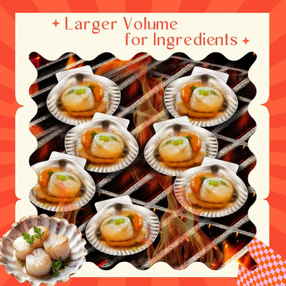 50 Pcs Grillable Shells Stainless Steel Reusable All Purpose | Grillable Large Scallop Shells Grilling Pan Baking Dish for Make Oysters Baked Clams Clam Scallop Seafood, 3.2 Inch