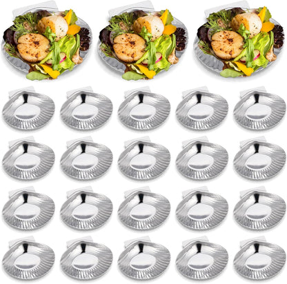50 Pcs Grillable Shells Stainless Steel Reusable All Purpose | Grillable Large Scallop Shells Grilling Pan Baking Dish for Make Oysters Baked Clams Clam Scallop Seafood, 3.2 Inch