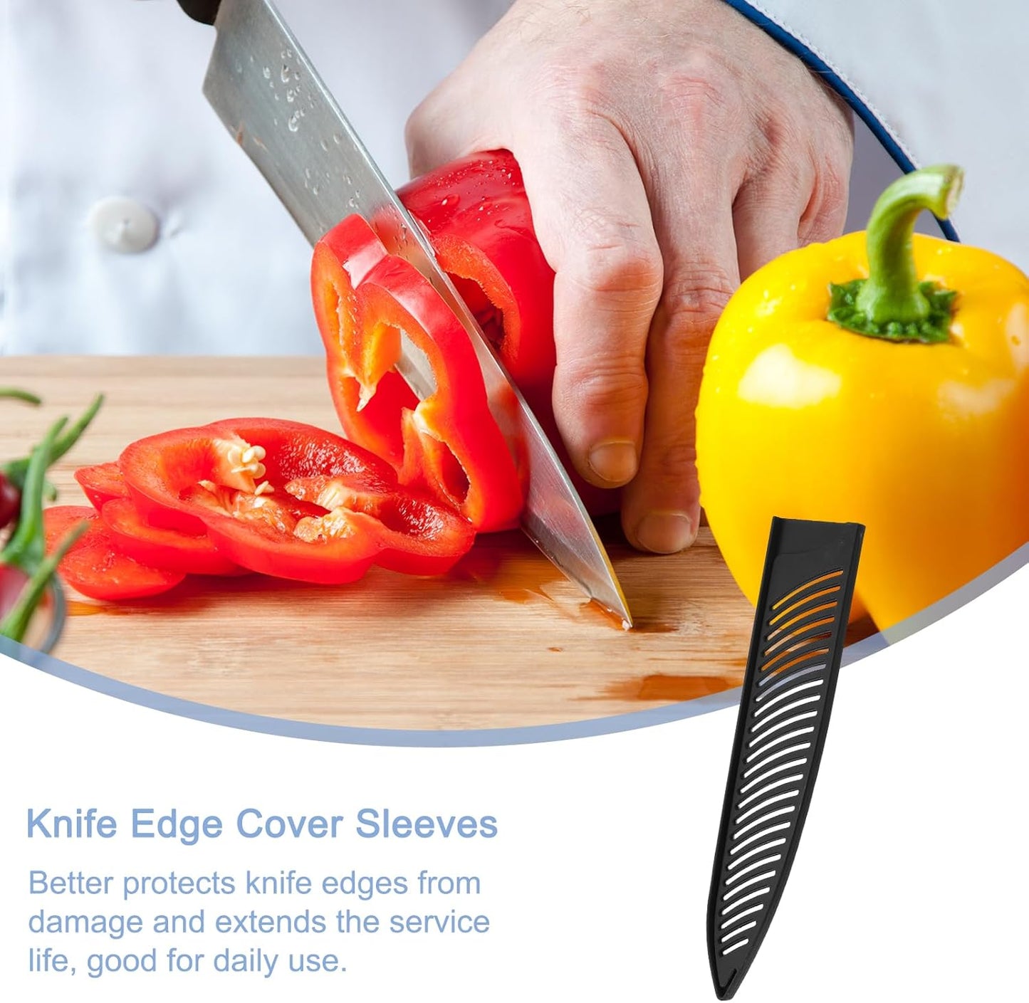 Knife Cover Sleeves Blade Edge Guards for 9.5" Chef Knife Protector Universal Blade Sheath for Kitchen, Black