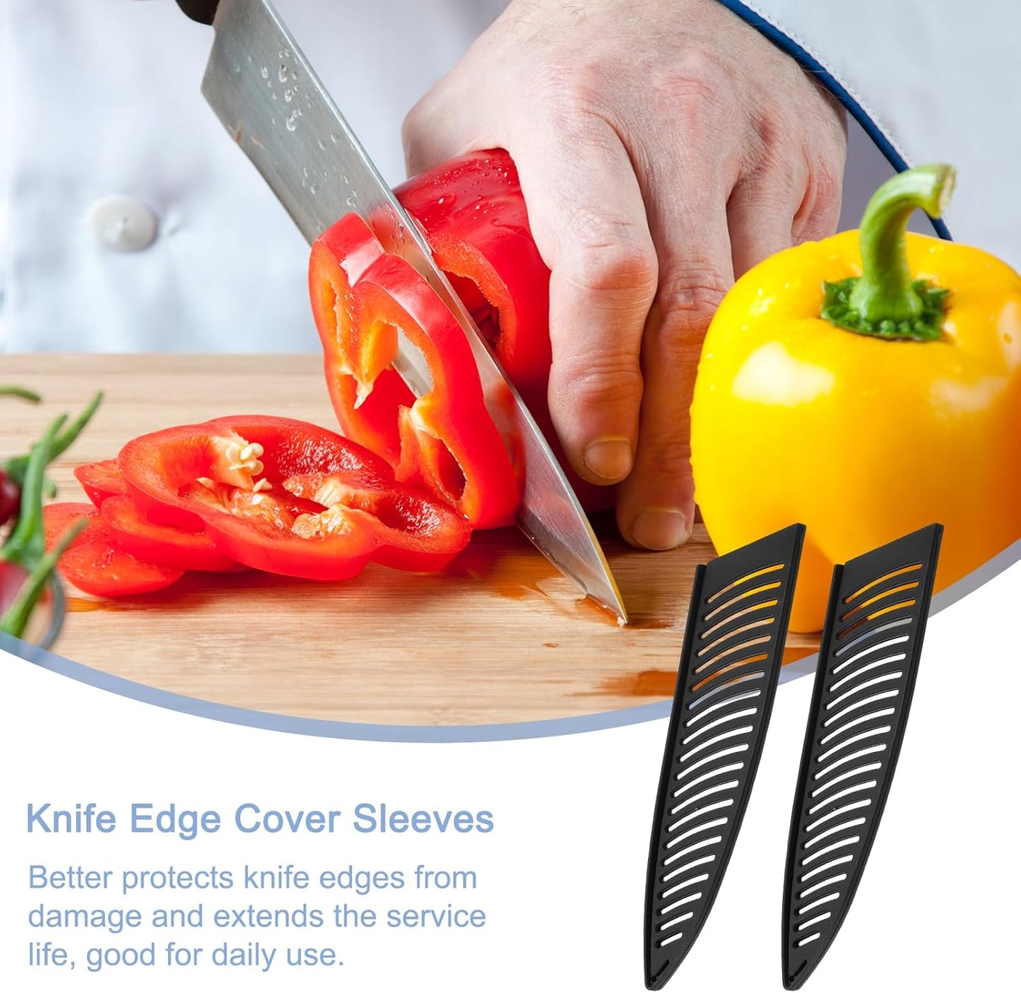 Knife Cover Sleeves Blade Edge Guards for 9.5" Chef Knife Protector Universal Blade Sheath for Kitchen, Black
