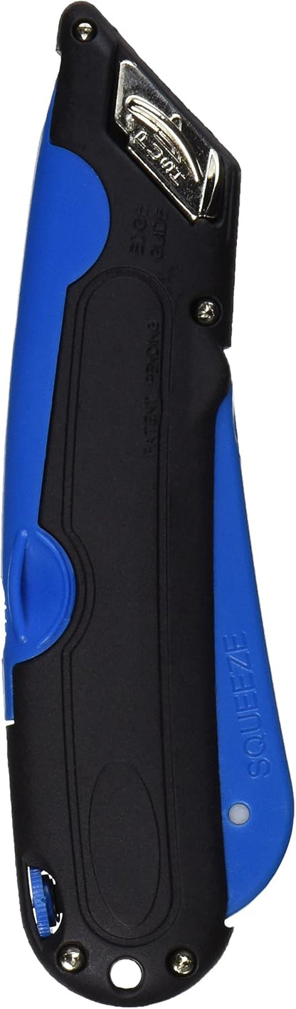 091508 Easycut Cutter Knife w/Self-Retracting Safety-Tipped Blade, Black/Blue