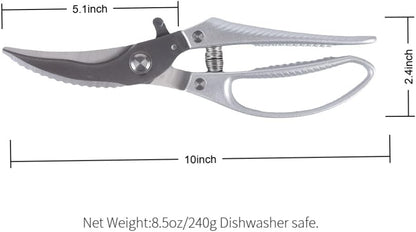 Heavy Duty Kitchen Shears - Professional Poultry Scissors with Anti-Slip Handle & Safety Lock, Spring-Loaded Dishwasher Safe for Chicken, Meat, Fish, Bones, Vegetables
