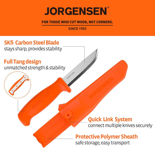 8.25" Companion Fixed Blade Bushcraft Knife with Sheath, SK5 Carbon Steel Blade with Ergonomic Handle, Outdoor Full Tang Knife for Camping, Hiking