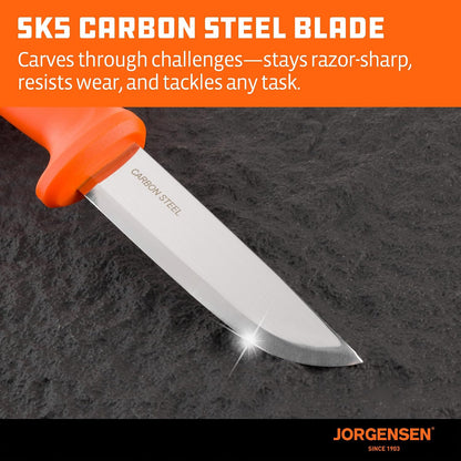 8.25" Companion Fixed Blade Bushcraft Knife with Sheath, SK5 Carbon Steel Blade with Ergonomic Handle, Outdoor Full Tang Knife for Camping, Hiking