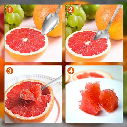 3pcs Grapefruit Spoons and Knife Set with Serrated Edge, Stainless Steel Grapefruit Curved Serving Utensils for Citrus Lemon Kiwi Melon Lime Pitaya Fruit
