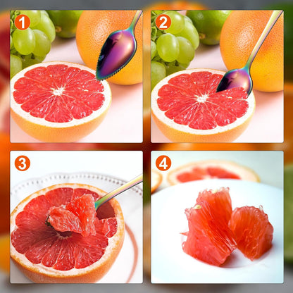 3pcs Grapefruit Spoons and Knife Set with Serrated Edge, Stainless Steel Grapefruit Curved Serving Utensils for Citrus Lemon Kiwi Melon Lime Pitaya Fruit