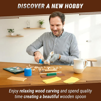 Wood Spoon Carving Kit for Beginners DIY04 - Whittling Set Includes Spoon Carving Tools, Sloyd Whittling Knife Hook Knife, Basswood Blank - Woodworking Hobby Kit for Adults & Kids