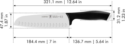 Silvercap Razor-Sharp Hollow Edge Santoku Knife 7-inch, German Engineered Informed by 100+ Years of Mastery