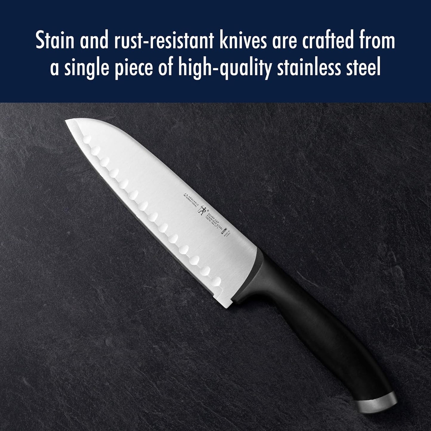 Silvercap Razor-Sharp Hollow Edge Santoku Knife 7-inch, German Engineered Informed by 100+ Years of Mastery
