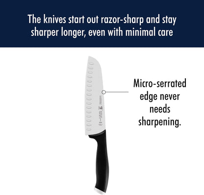 Silvercap Razor-Sharp Hollow Edge Santoku Knife 7-inch, German Engineered Informed by 100+ Years of Mastery