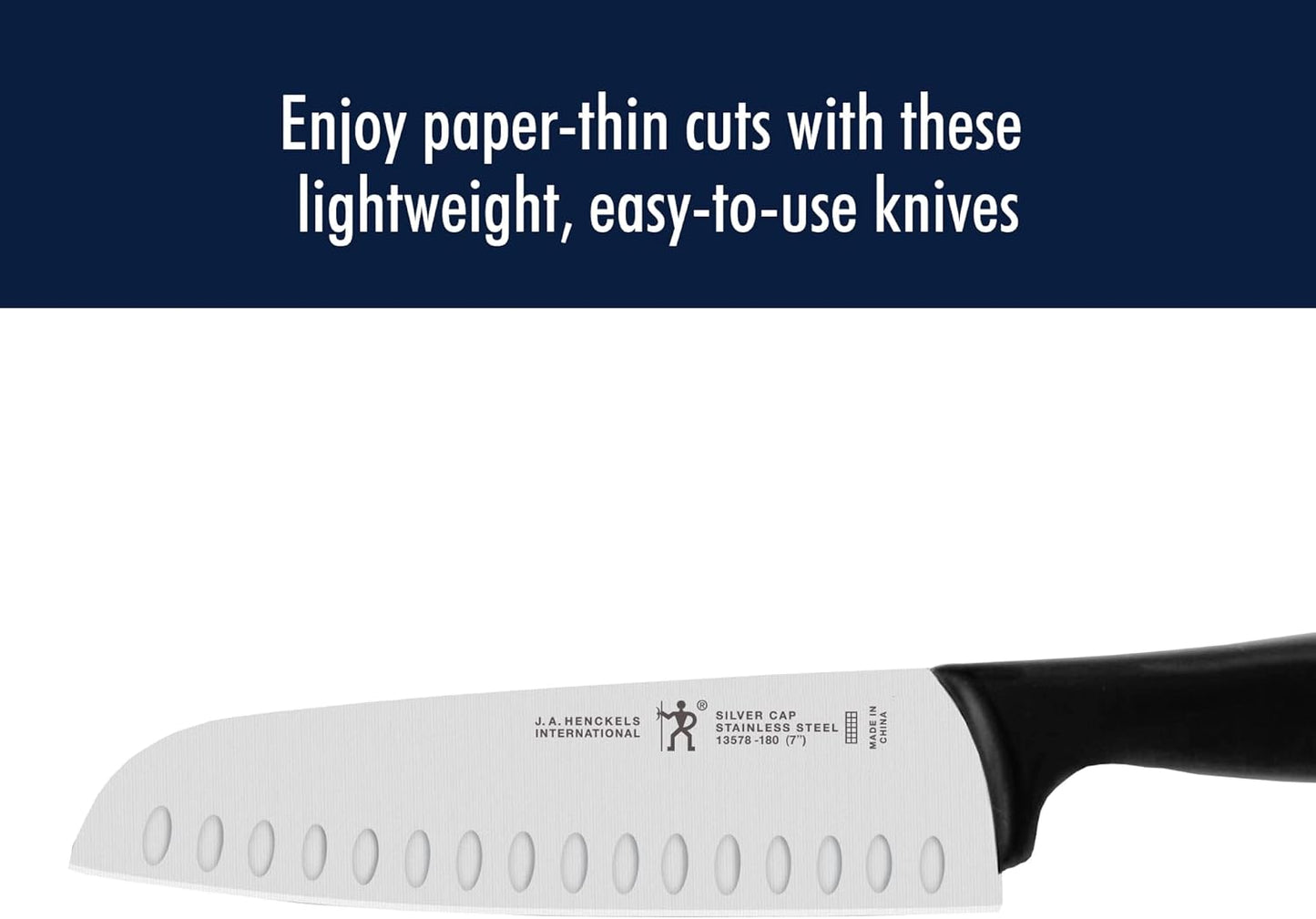 Silvercap Razor-Sharp Hollow Edge Santoku Knife 7-inch, German Engineered Informed by 100+ Years of Mastery