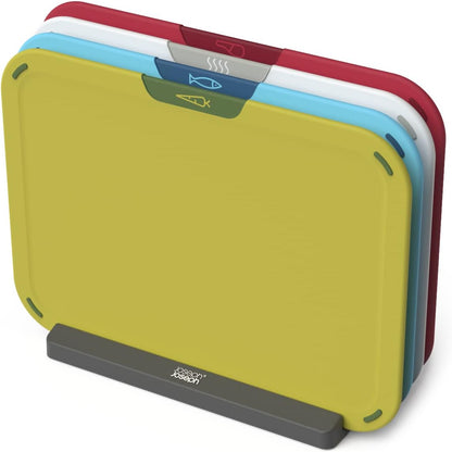 Duo Icon 4-piece colour coded Cutting Board Set with Storage Stand, Multicolour