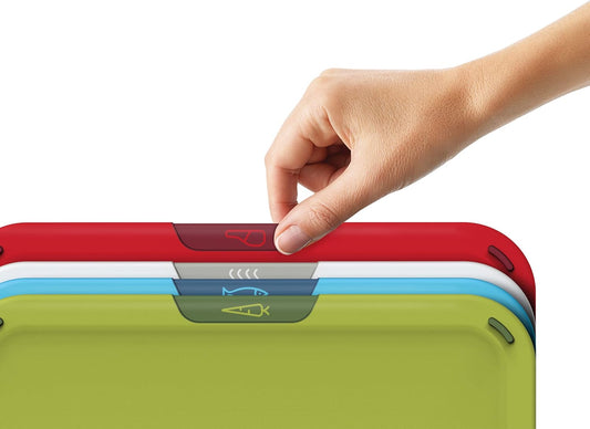 Duo Icon 4-piece colour coded Cutting Board Set with Storage Stand, Multicolour