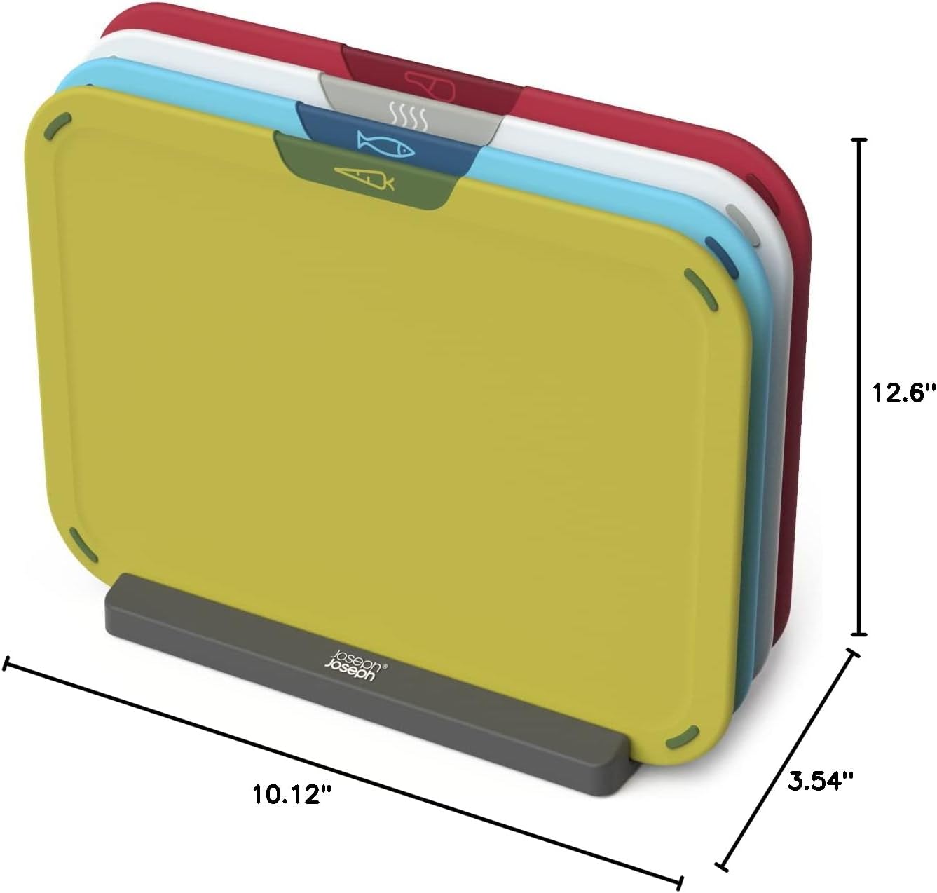 Duo Icon 4-piece colour coded Cutting Board Set with Storage Stand, Multicolour