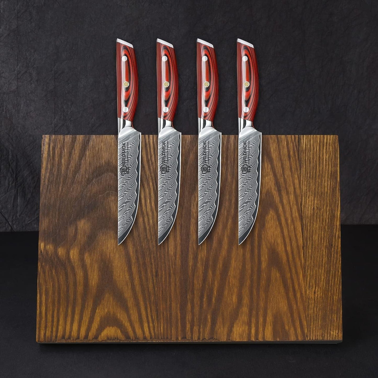 5 Inch Damascus Steak Knives Set, 4pcs Sharp Professional Steak Kitchen Knives, Japanese Super VG10 Steel Multifunction Kitchen Knife with Full Tang G10 Handle