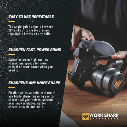MK2 Electric Knife Sharpener – Adjustable 2-Speed Knife Sharpening System for Kitchen Knives, Pocket Knives, Scissors, Axes & Garden Tools
