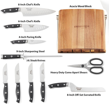 Pro Series 2.0 11-Piece Knife Block Set – Forged High Carbon 7Cr17MoV Stainless Steel Blades, Ergonomic Black Pakkawood Handles, Stylish Acacia Wood Block
