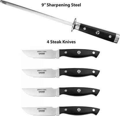 Pro Series 2.0 11-Piece Knife Block Set – Forged High Carbon 7Cr17MoV Stainless Steel Blades, Ergonomic Black Pakkawood Handles, Stylish Acacia Wood Block