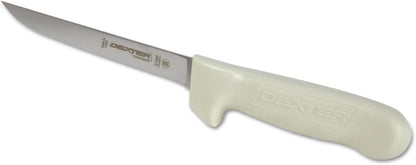 Dexter-Russell 1543 Sani-Safe Boning Knife, 6-Inch Flexible Blade, Narrow Dexsteel Edge, Slip-Resistant White Handle with Fingerguard, NSF, Made in USA