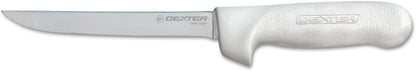 Dexter-Russell 1543 Sani-Safe Boning Knife, 6-Inch Flexible Blade, Narrow Dexsteel Edge, Slip-Resistant White Handle with Fingerguard, NSF, Made in USA