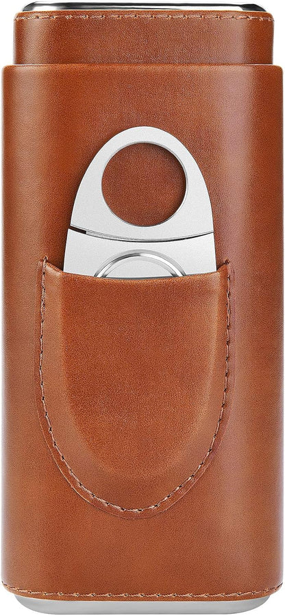 Cigar Cedar wood case lined - cigar travel cutter humidor case (Brown)