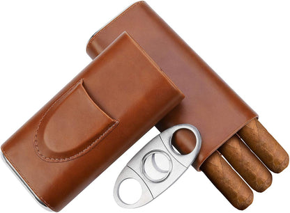 Cigar Cedar wood case lined - cigar travel cutter humidor case (Brown)