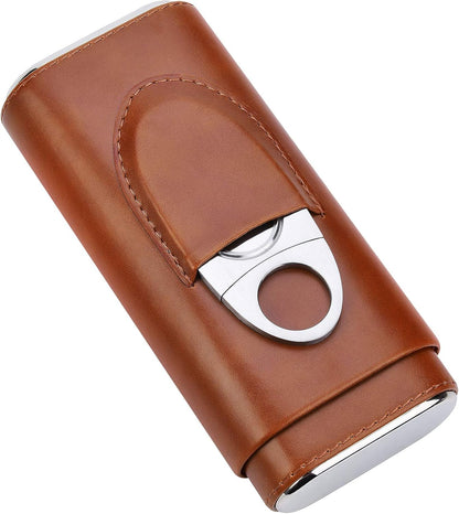 Cigar Cedar wood case lined - cigar travel cutter humidor case (Brown)