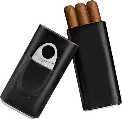 Cigar Cedar wood case lined - cigar travel cutter humidor case (Brown)