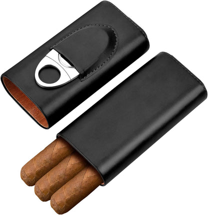 Cigar Cedar wood case lined - cigar travel cutter humidor case (Brown)