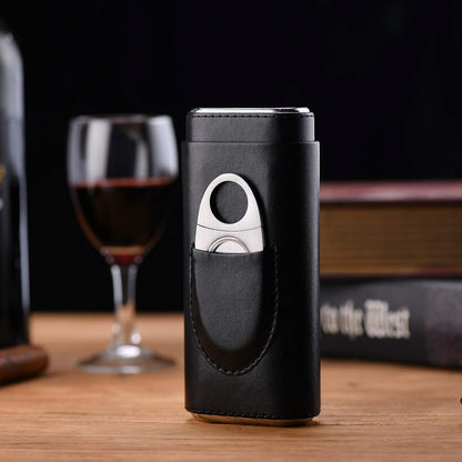 Cigar Cedar wood case lined - cigar travel cutter humidor case (Brown)