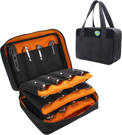 VE40 Knife Display Case with 40 Slots, Folding Knives Storage Holder, Knife Collection Carrier Bag for Folding Knives Flashlights Multitools