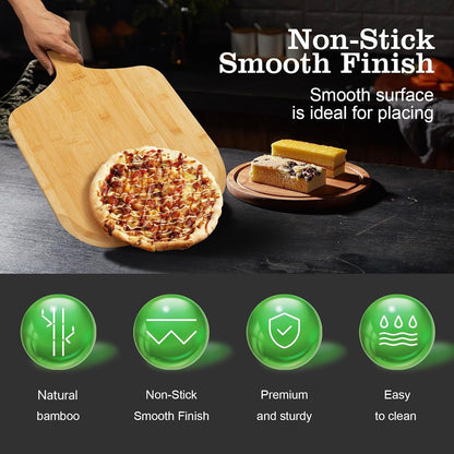 Pizza Peel 12 inch, Bamboo Pizza Paddle Spatula