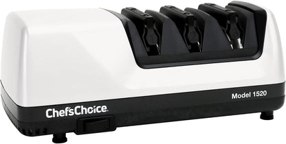 Professional Electric Knife Sharpeners for 15- and 20-Degree Straight-Edge and Serrated Knives with Diamond Abrasives & Precision Angle Control, 3-Stage, White