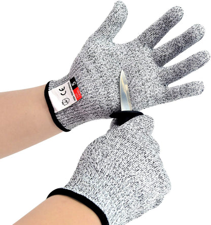 Oyster Knives with Grey Cut Resistant Gloves Set, Oyster Shucking Knife with Black Plastic Non-Slip Handle, Opener Kit Tools for Oyster Clam Shellfish Seafood