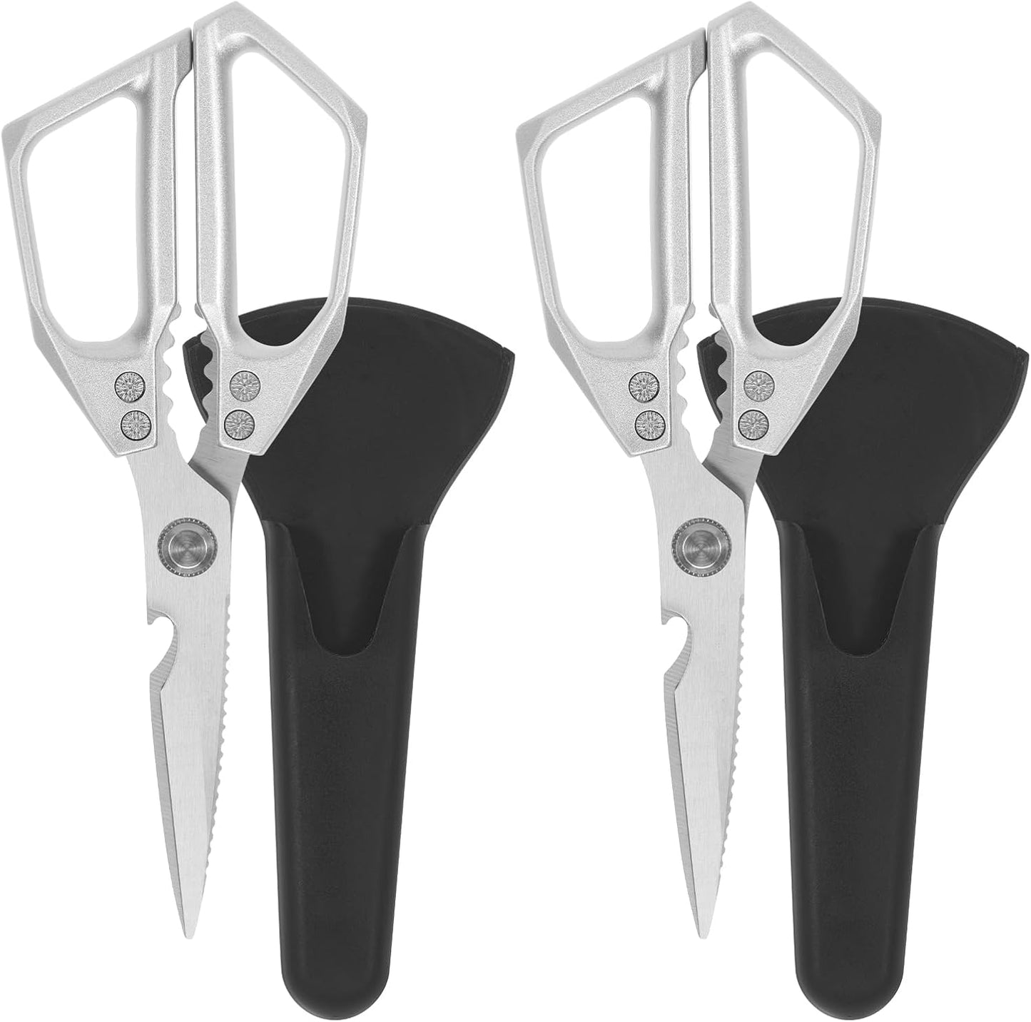 2 Pack Kitchen Scissors Heavy Duty Shears with Protective Sheath Stainless Steel Cooking Scissors Dishwasher Safe Comfort Handle Multifunctional Poultry Shear for Fish Meat Chicken Bone Walnut