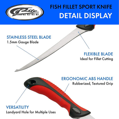 SZCO Fillet Knife 12.5 Inches - Red Fishing knife with ABS Handle, Stainless Steel Gauge Filet Blade & Sheath - Chef Knife for Cooking, Meat & Poultry Cutting - Perfect for Slicing Fish