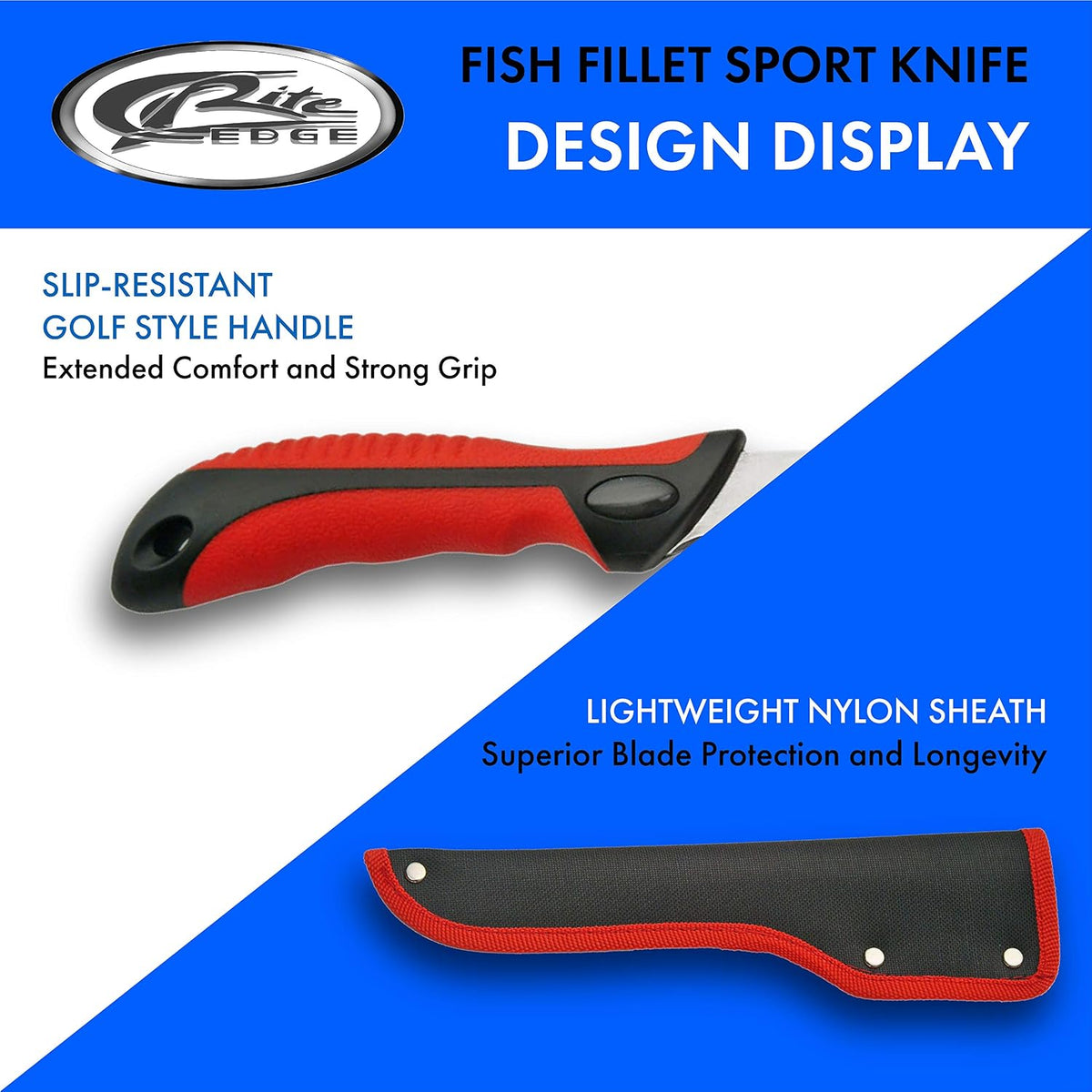SZCO Fillet Knife 12.5 Inches - Red Fishing knife with ABS Handle, Stainless Steel Gauge Filet Blade & Sheath - Chef Knife for Cooking, Meat & Poultry Cutting - Perfect for Slicing Fish
