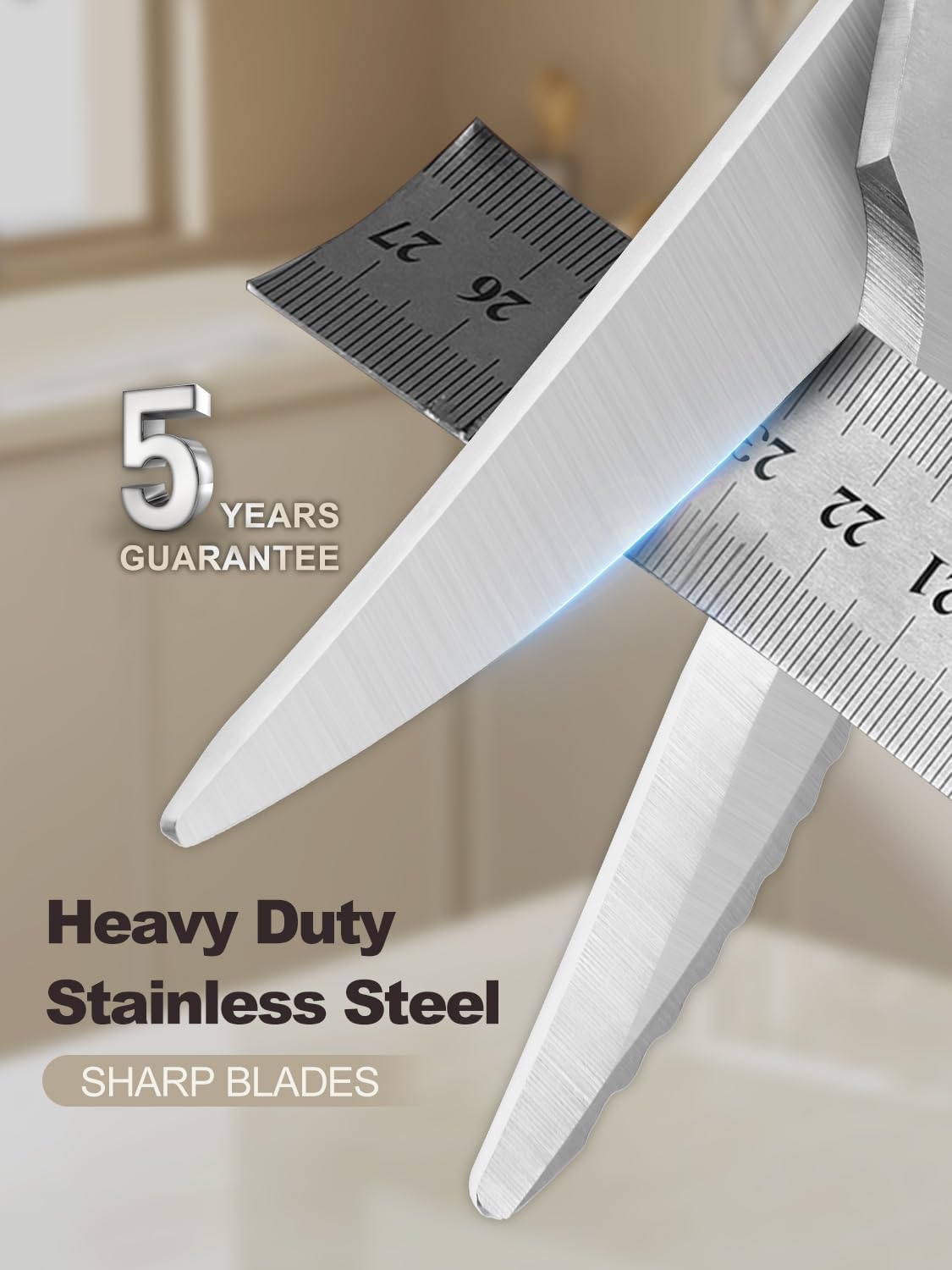 Heavy Duty Kitchen Shears, All Stainless Steel Kitchen Scissors for Food & All Purpose, with Fish Scale Scraper, Rustproof Food Scissors for Meat Poultry Seafood