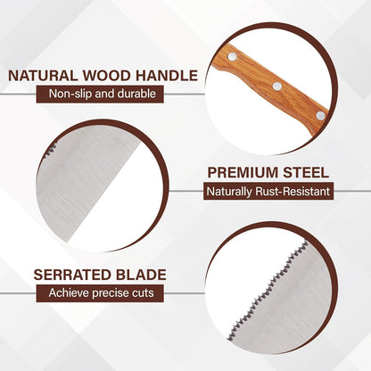 Tomato Knife Serrated,Steak Knife,Tomato and Bread Slicing Knives,Serrated Stainless Steel Blade,Ergonomic Wood Handle,For Smooth Cutting of Tomatoes,Steaks and Bread