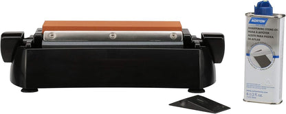 IM200 Knife Sharpener Oil Stone Sharpening Stone Kit with Coarse/Medium Crystolon and Fine India Stones, Sharpening Stone Oil and Knife Angle Guide